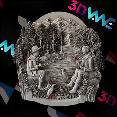 Fishing family 3d stl - 3DWave.us